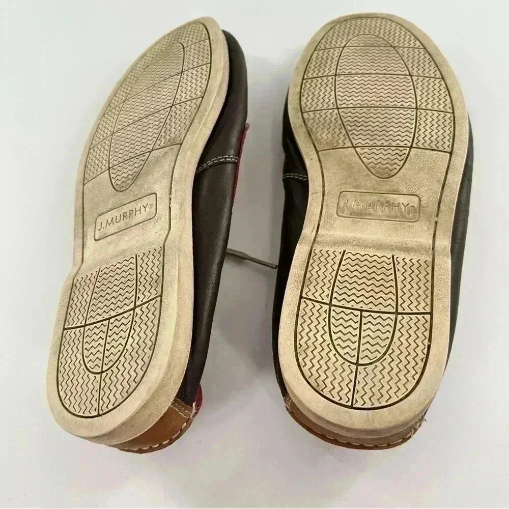 J Murphy mens boat shoes size 10 red brown leather preppy nautical